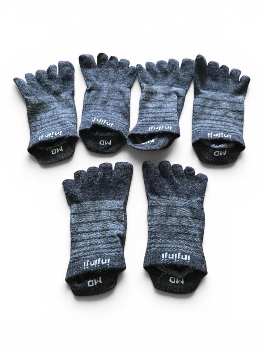 Injini Men’s Dark Gray Wool No Show Socks Bundle Of 3 Size Medium
